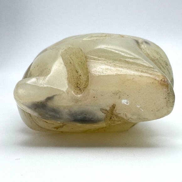 Jade Carved Chinese Mutton Fat Diety Figurine Rustic Stone Antique 19 c - Picture 8 of 9